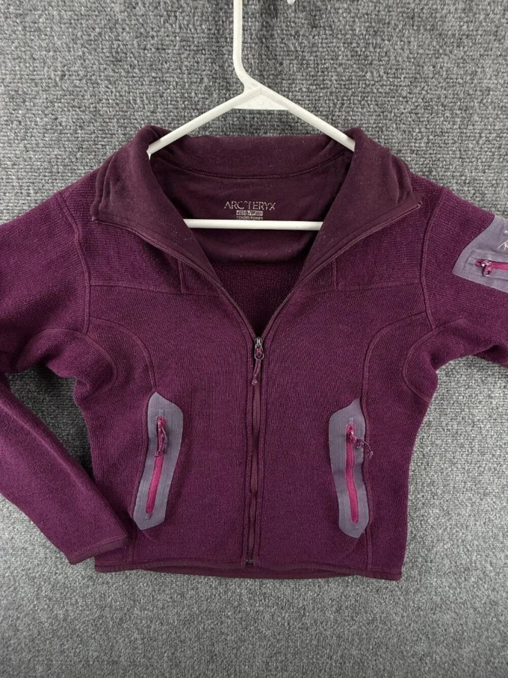 Arc'teryx Purple Fleece Logo Jacket Polyester Small Women Solid Gorp Covert